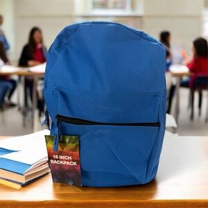 Unisex NWT Blue Canvas 15-Inch Backpack